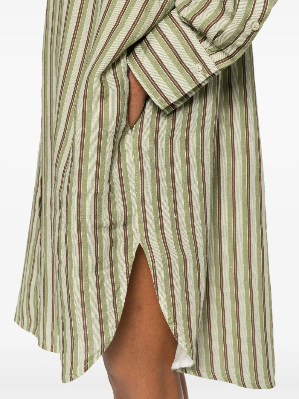 120% LINO STRIPED SHIRT DRESS 