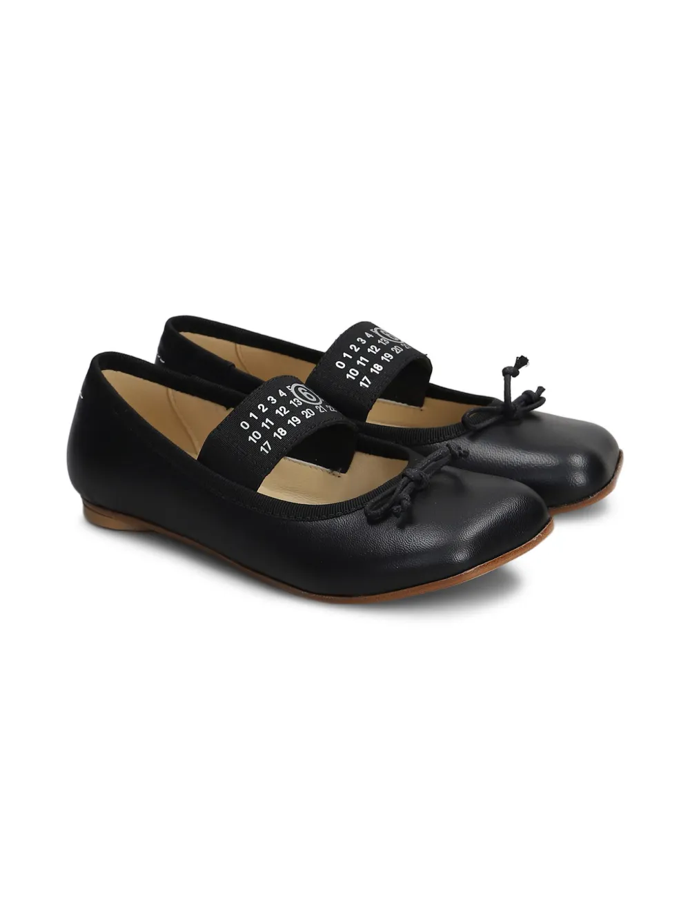 MM6 Maison Margiela Kids Numbers-motif ballet flats Black