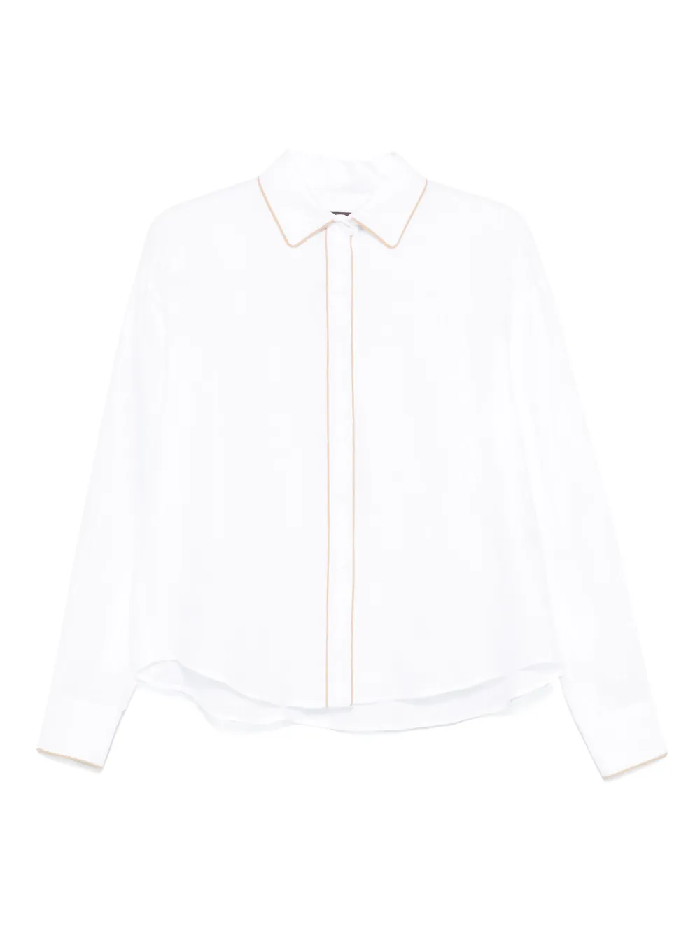 Mvp Wardrobe Piped-trim Cotton Shirt