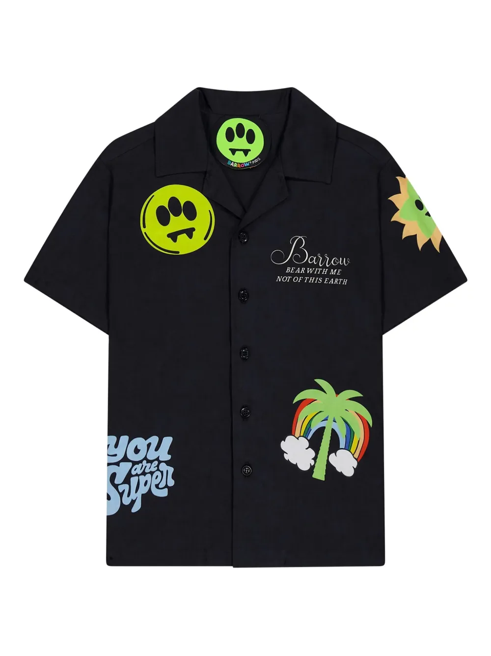 Barrow kids Patches printed short-sleeve shirt Zwart
