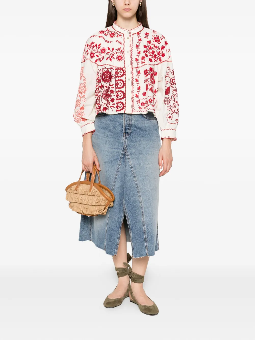 Antik Batik Mamie embroidered cotton blouse | Blouses | Image 2