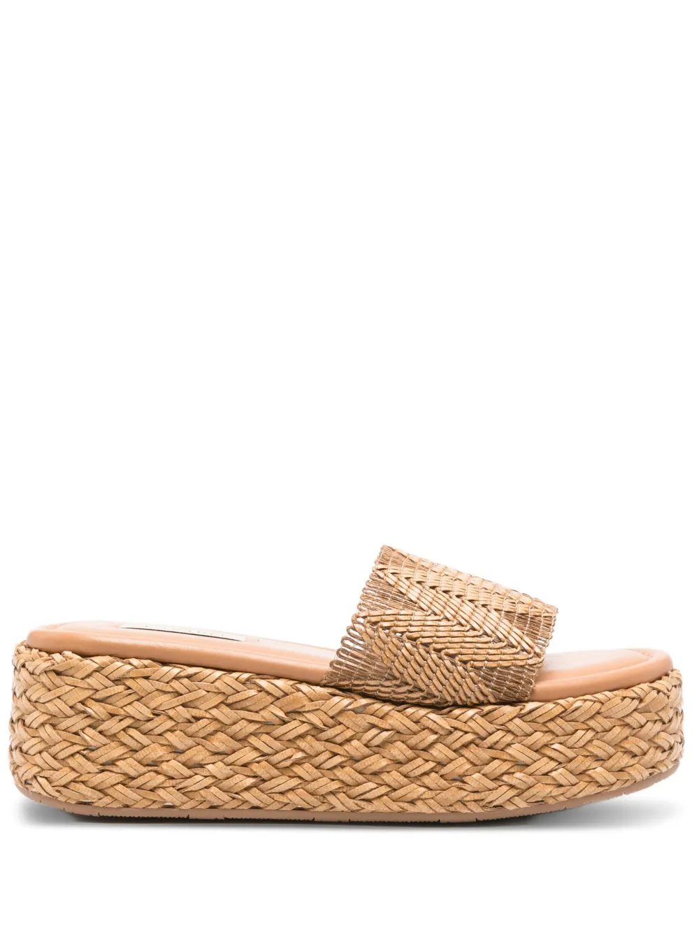 Casadei woven platform heeled mules Neutrals
