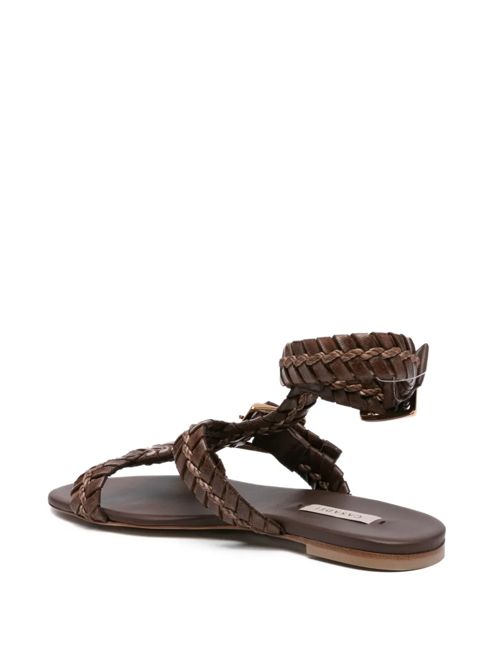 Casadei braided buckle flat sandals Brown