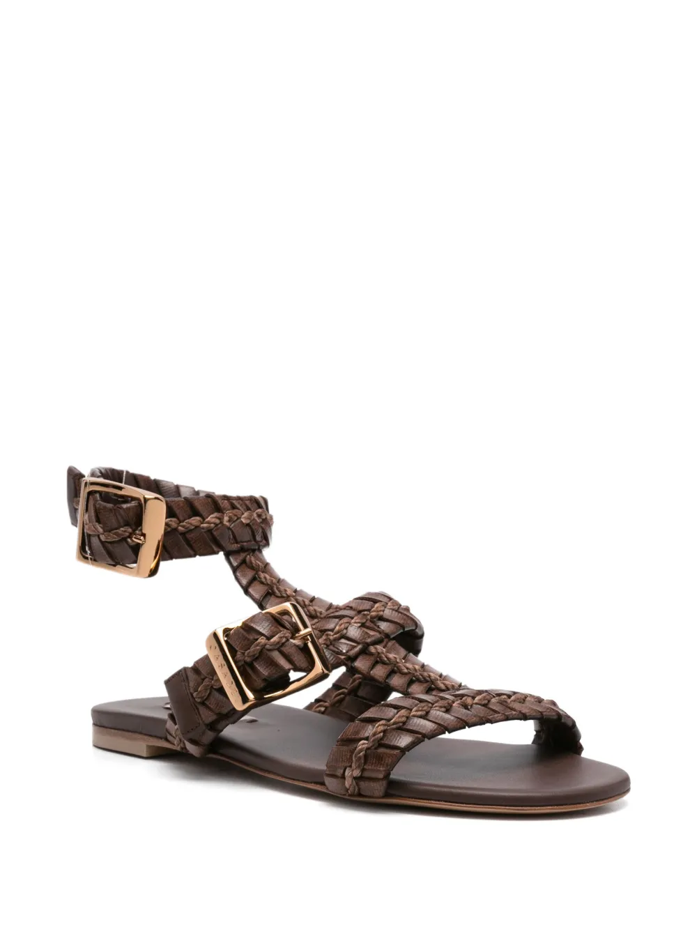 Casadei braided buckle flat sandals Brown
