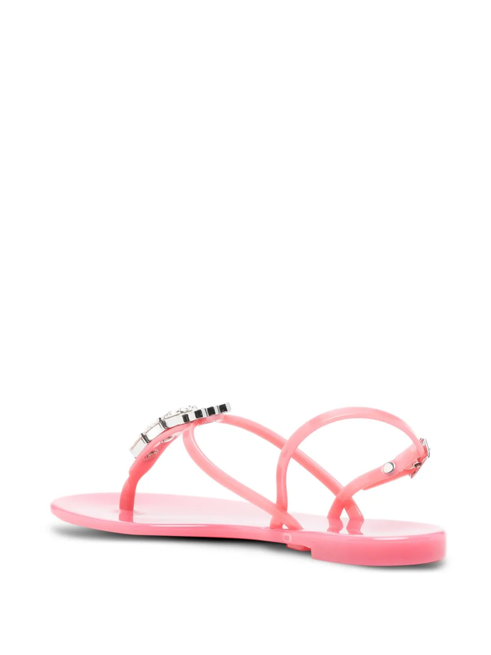 Casadei crystal-embellished jelly flip-flops Pink