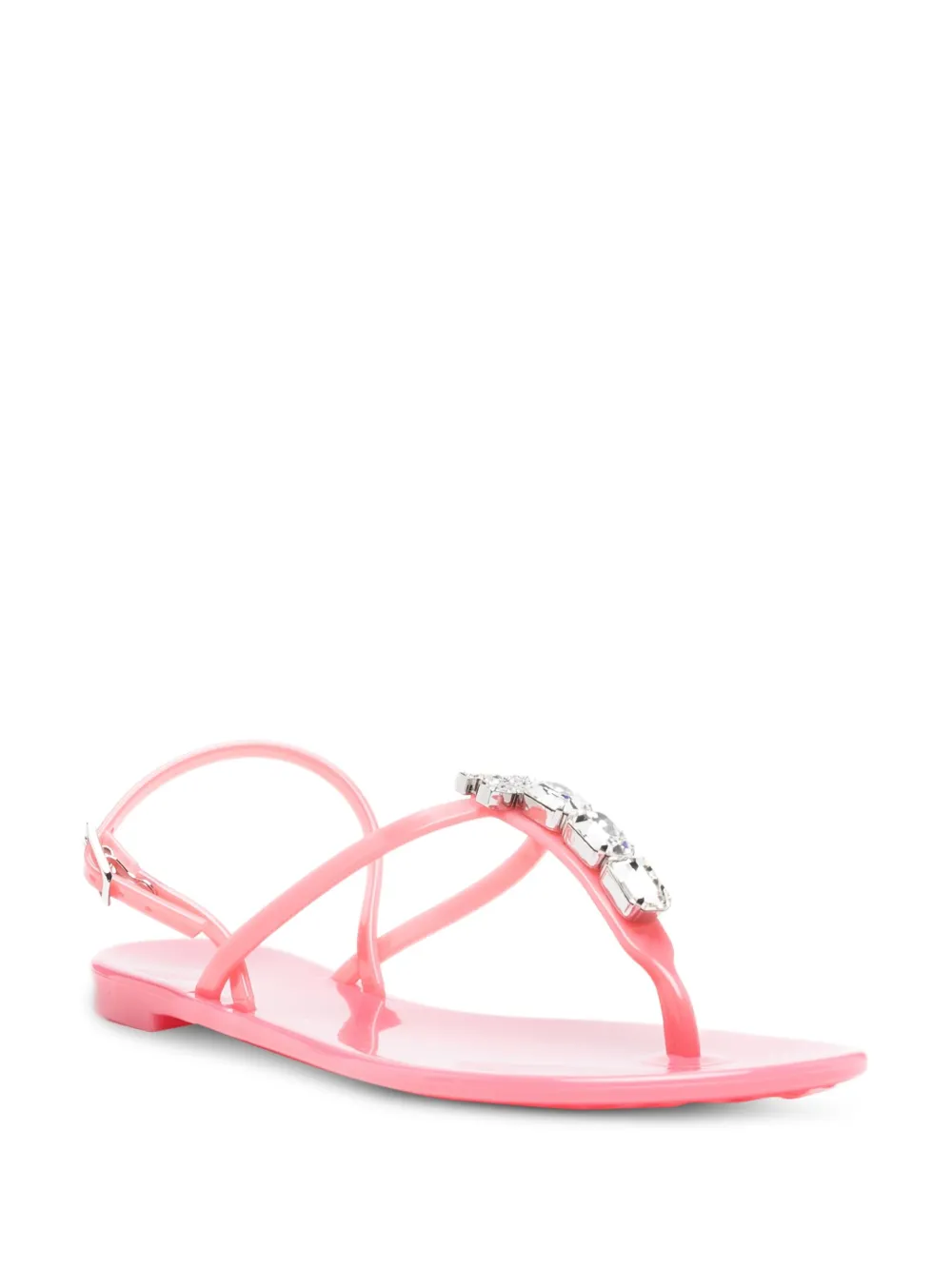 Casadei crystal-embellished jelly flip-flops Pink