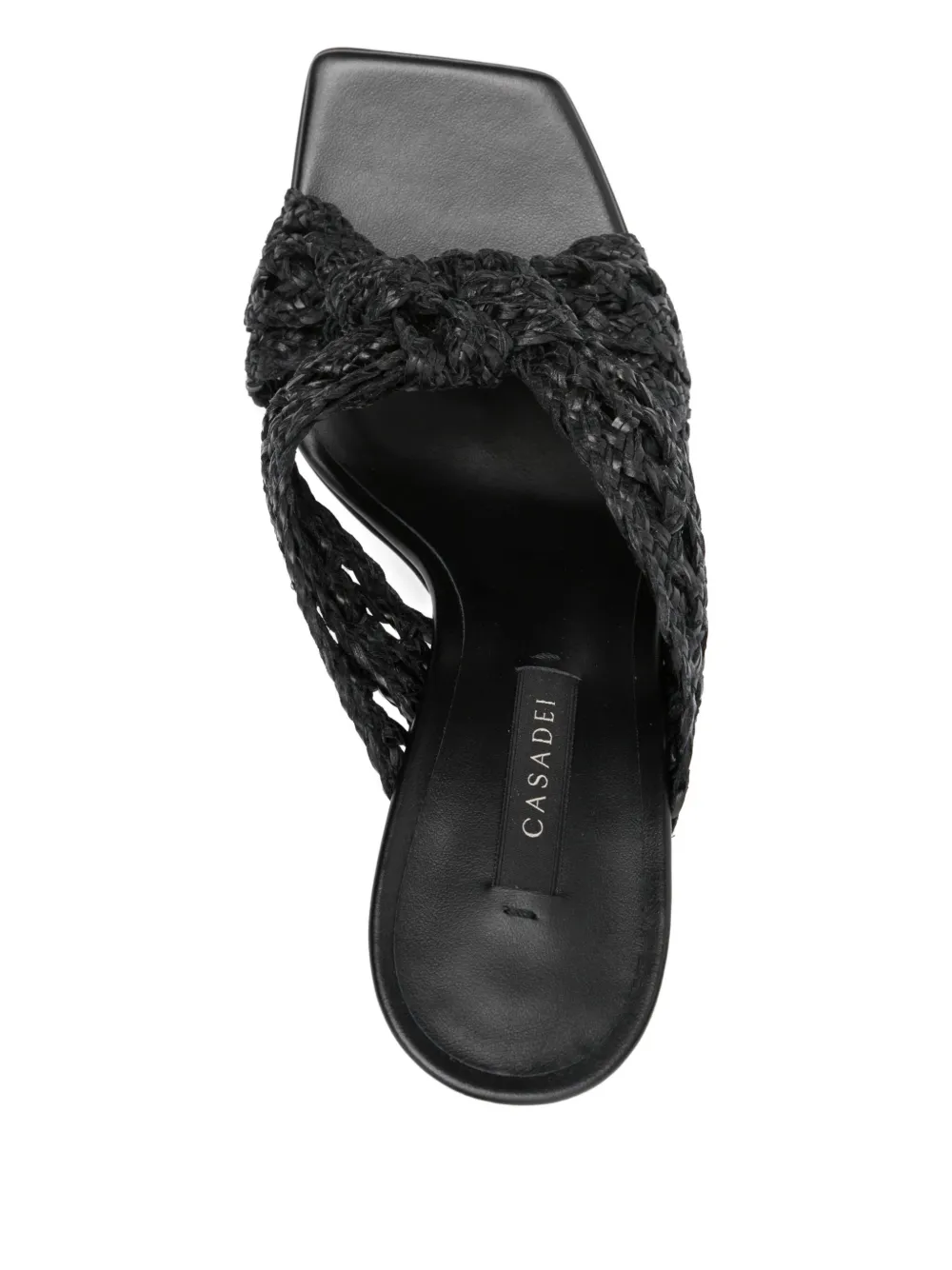 Casadei 100 mm Damier Versilia Geraldine geweven muiltjes Zwart