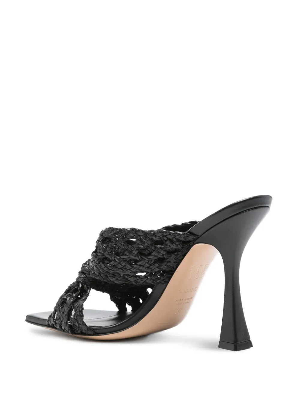 Casadei 100 mm Damier Versilia Geraldine geweven muiltjes Zwart