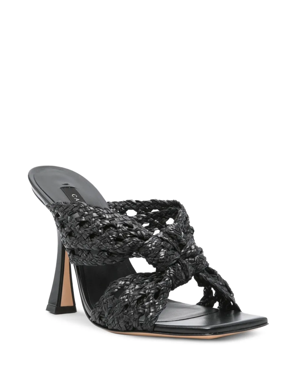 Casadei 100 mm Damier Versilia Geraldine geweven muiltjes Zwart