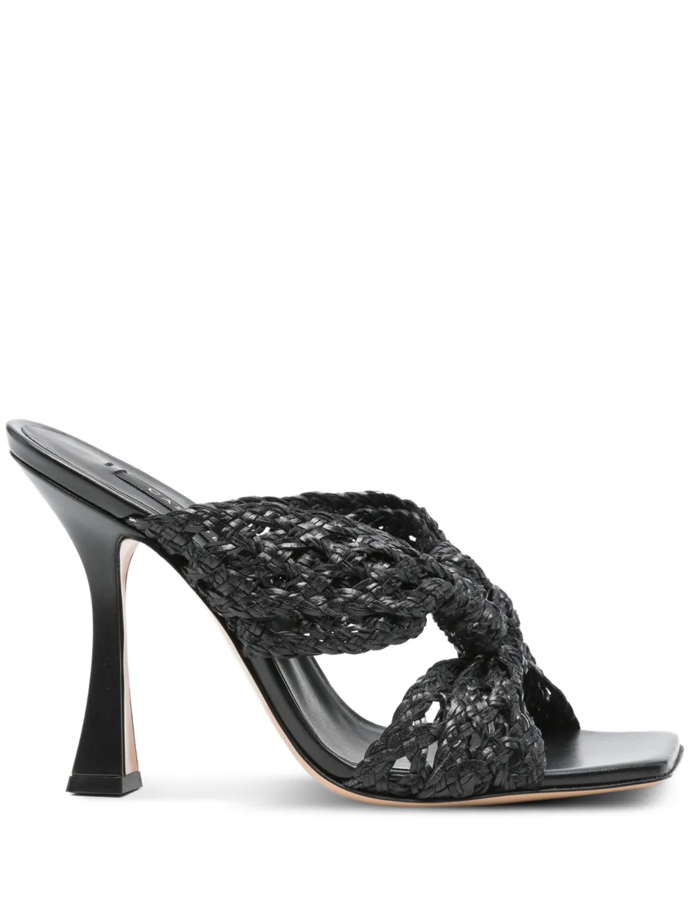Casadei 100 mm Damier Versilia Geraldine geweven muiltjes Zwart