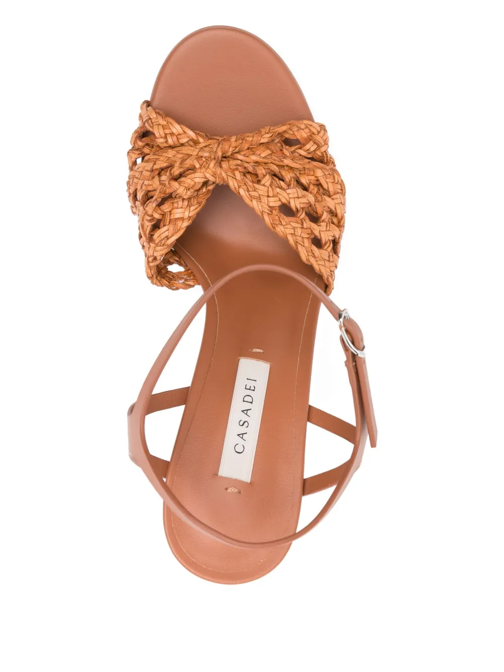 Casadei 100mm braided leather heeled sandals Brown