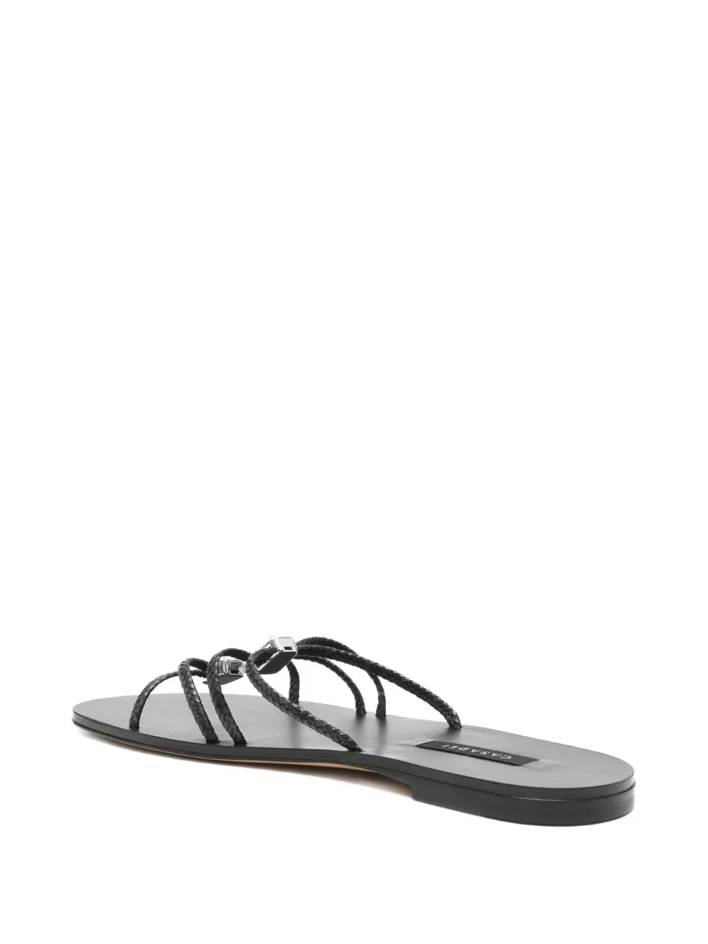Casadei braided crystal-embellished flat sandals Black