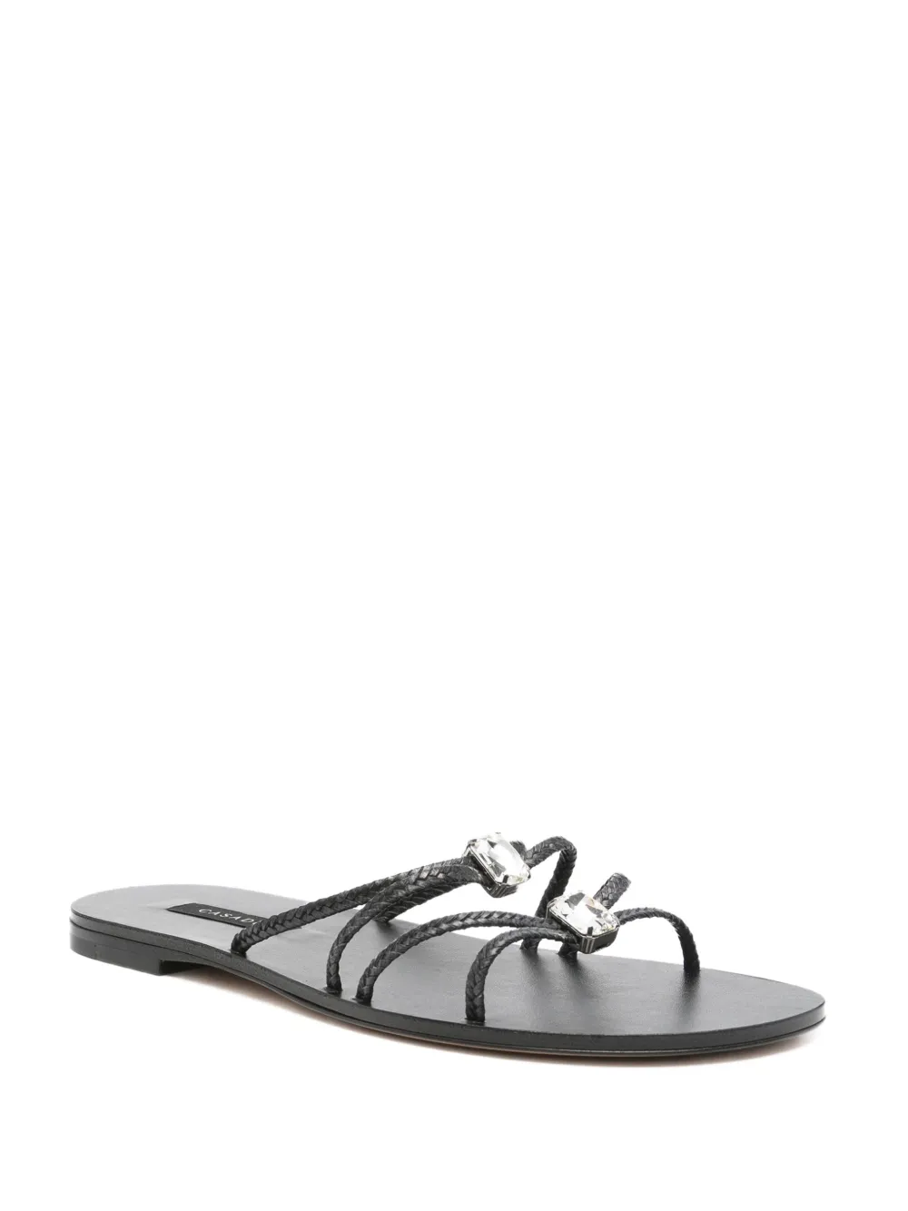 Casadei braided crystal-embellished flat sandals Black
