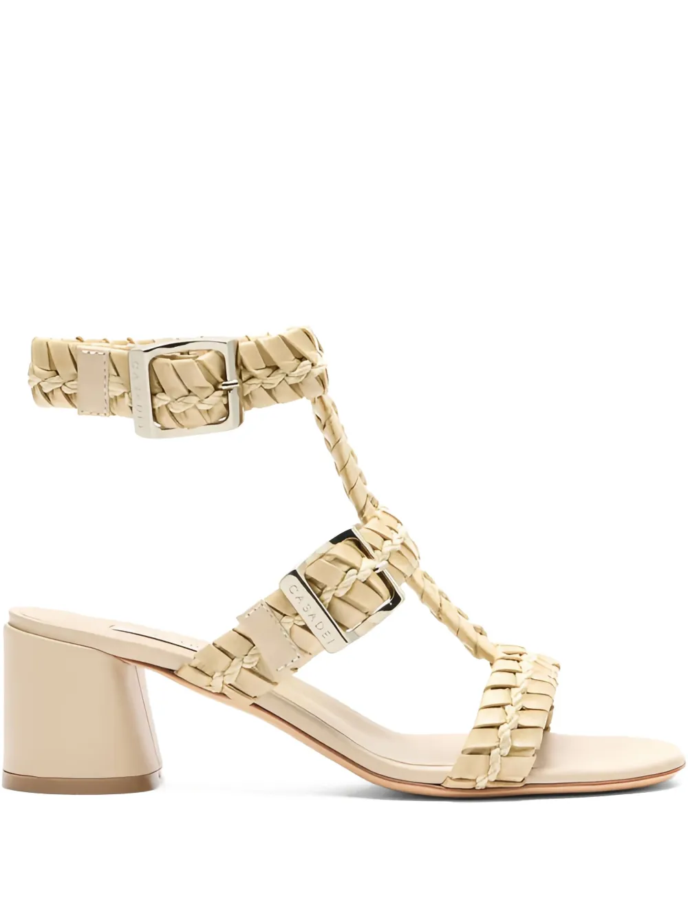 Casadei 50mm braided-strap heeled sandals Neutrals