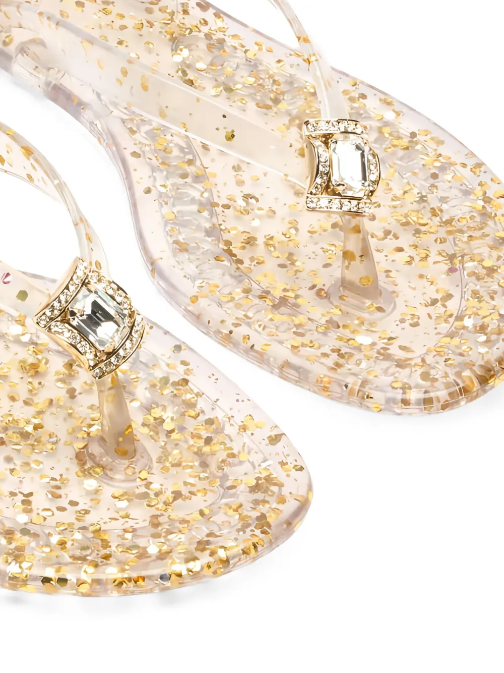 Casadei Glitter-embellished Flat Sandals In Multi