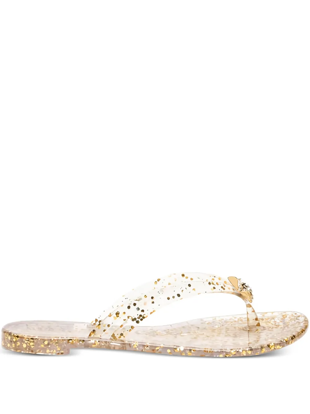 Casadei glitter-embellished flat sandals Neutrals