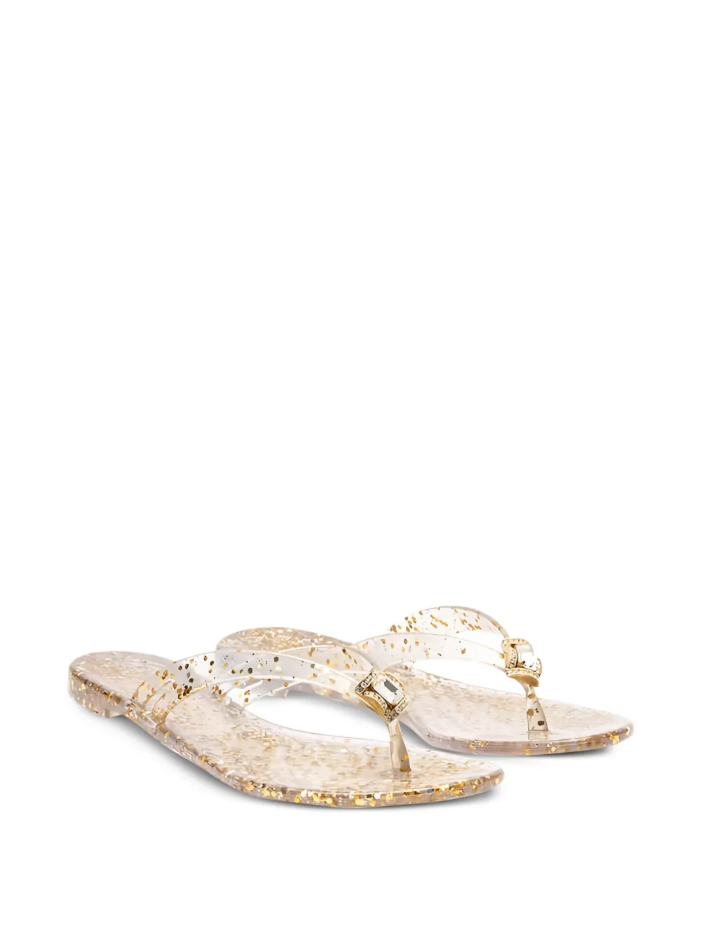 Casadei glitter-embellished flat sandals Neutrals