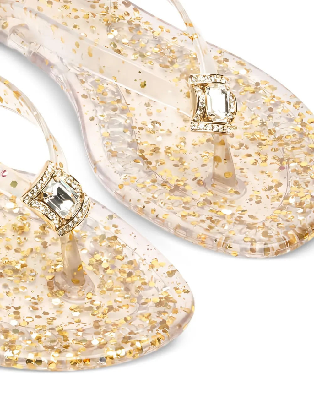 Casadei glitter-embellished flat sandals Neutrals