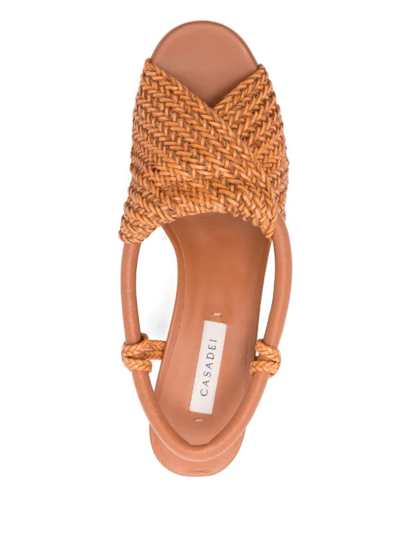 Casadei 50mm Muny Woven Slingback Sandals Brown FARFETCH PH