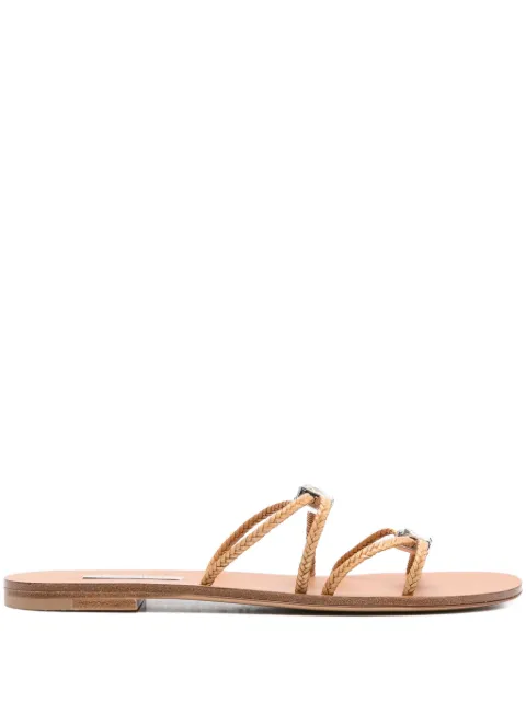 Casadei braided crystal-embellished slides