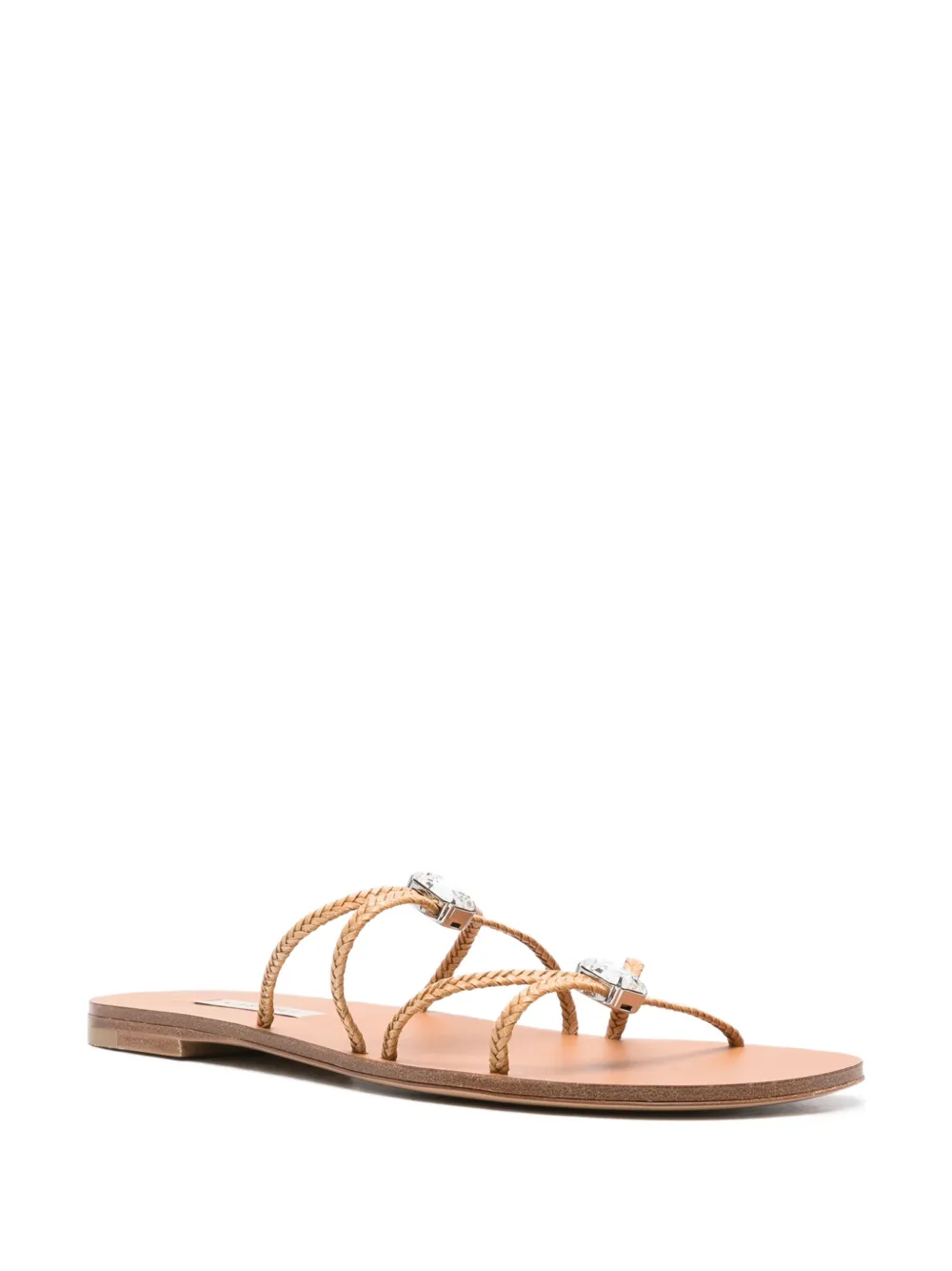 Casadei Gevlochten slippers verfraaid met kristallen Bruin