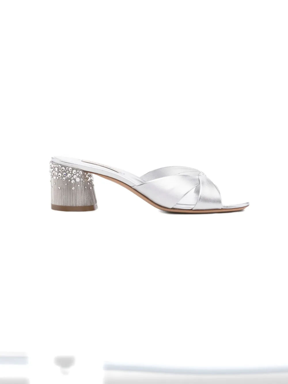Casadei crystal-embellished twist-strap heeled sandals Silver