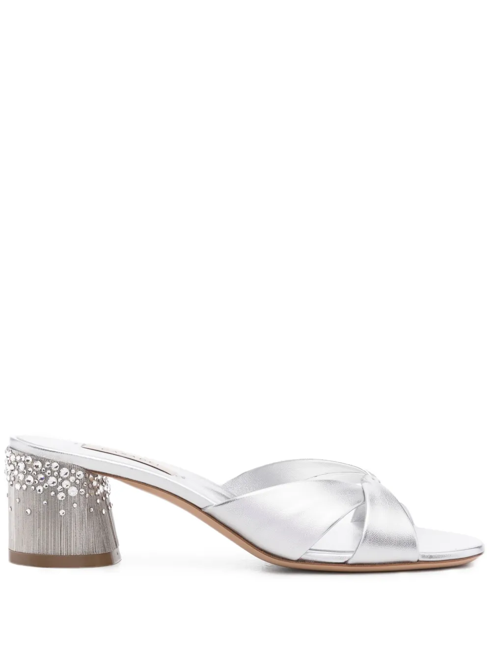 Casadei crystal-embellished twist-strap heeled sandals Silver