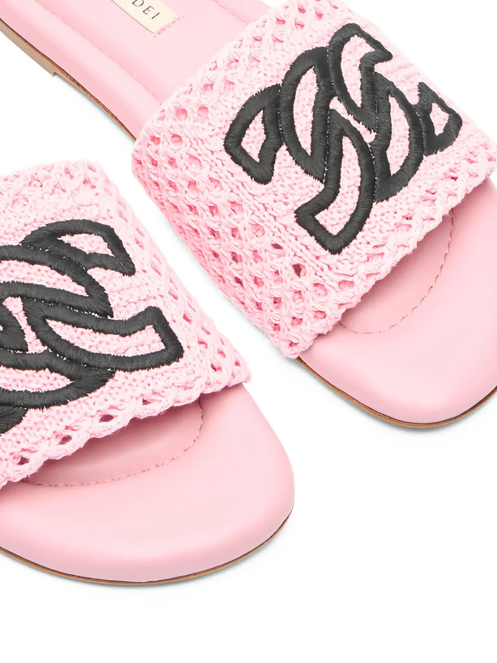 Casadei crochet-embroidered flat sandals Pink
