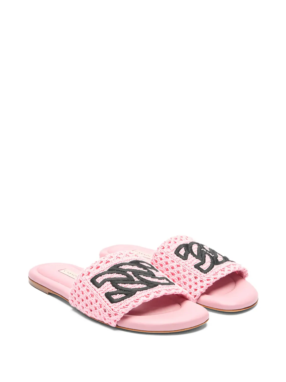 Casadei crochet-embroidered flat sandals Pink