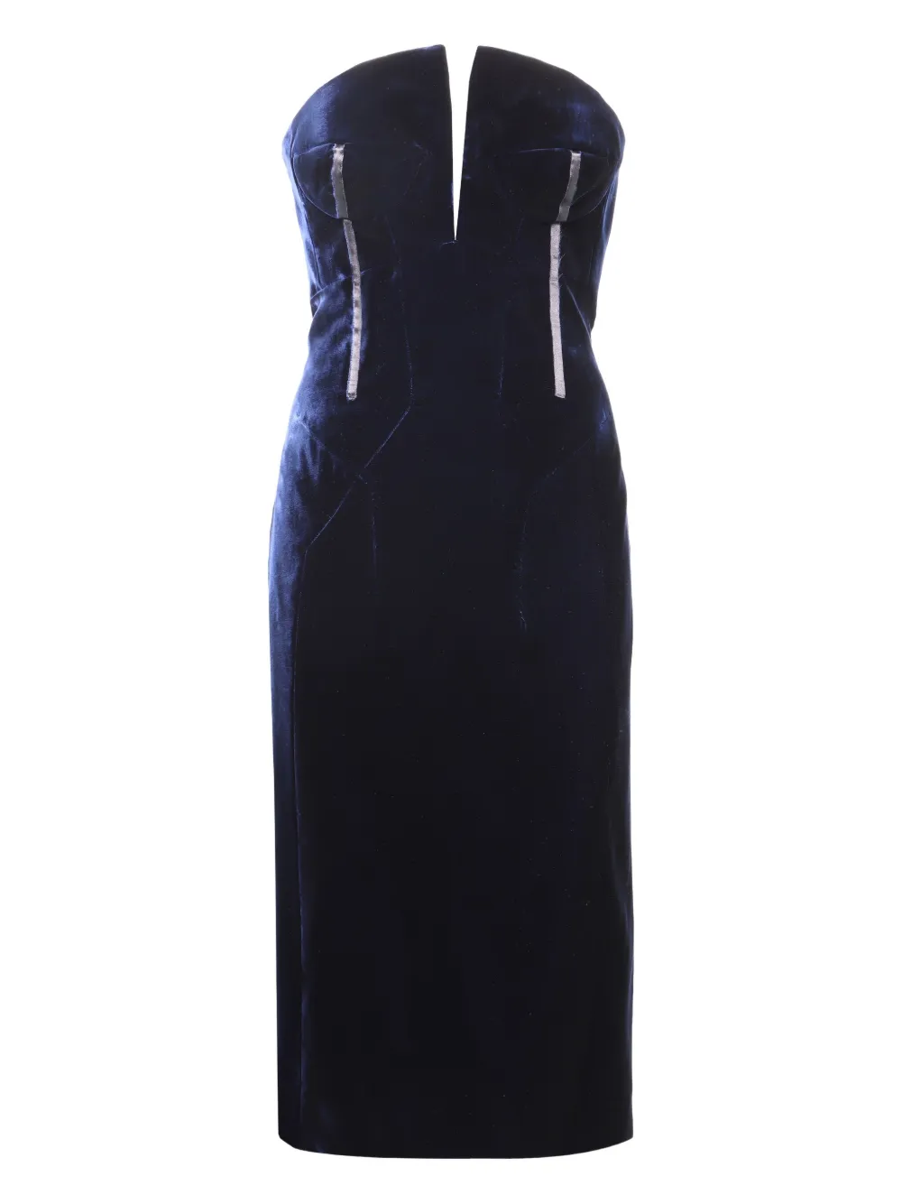 TOM FORD strapless velvet midi dress - Blauw