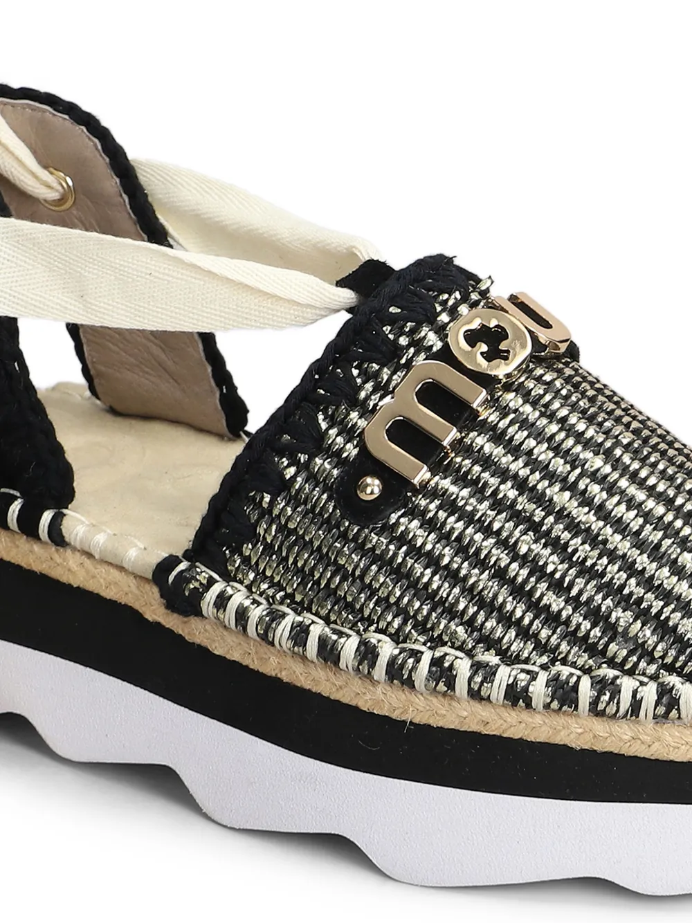 Mou Espa Sandal Espadrilles In Black Raffia In Black