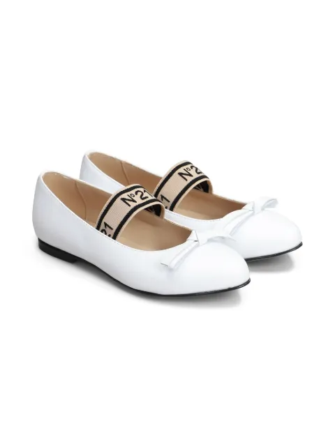 Nº21 Kids logo-tape ballerina shoes