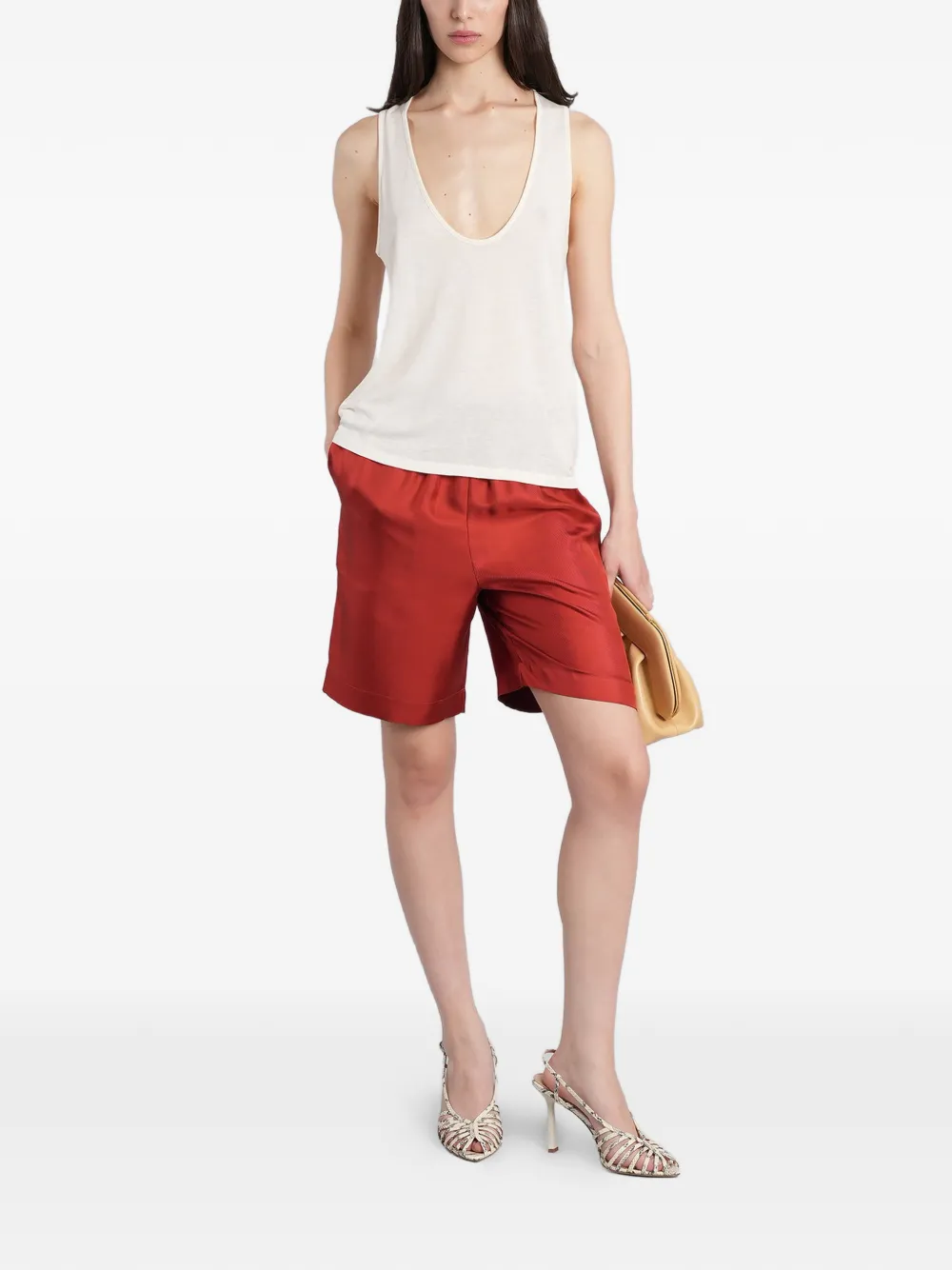 LouLou de Saison Zinia shorts met elastische tailleband Rood