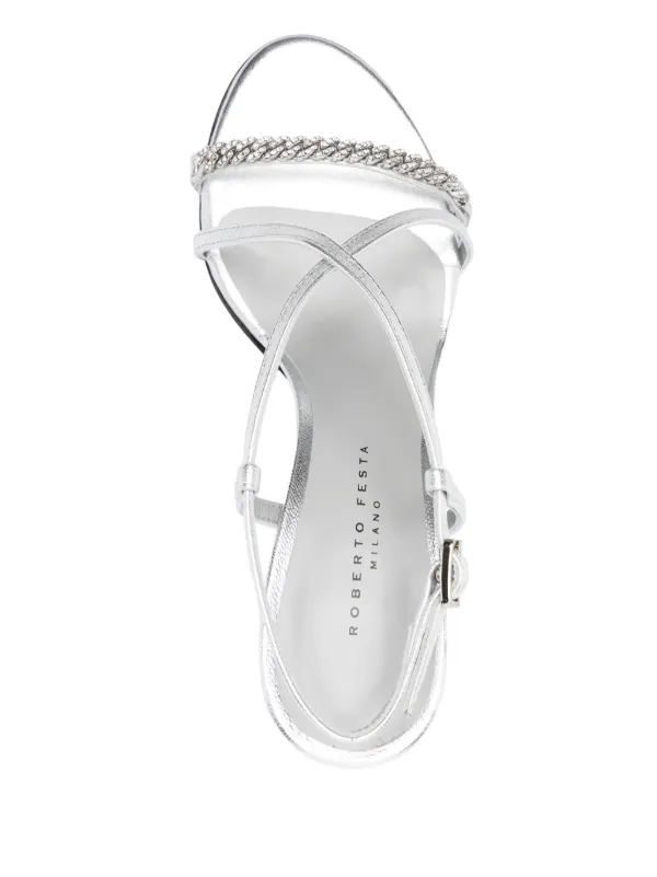サンダル・ミュール ROBERTO FESTA Women Sandals 418140 HYDENLUX SILVER Sandalo In Luxor Silver Con Cinturino Alla Caviglia June