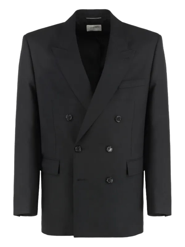 Saint Laurent Double-breasted Wool Blazer in Black