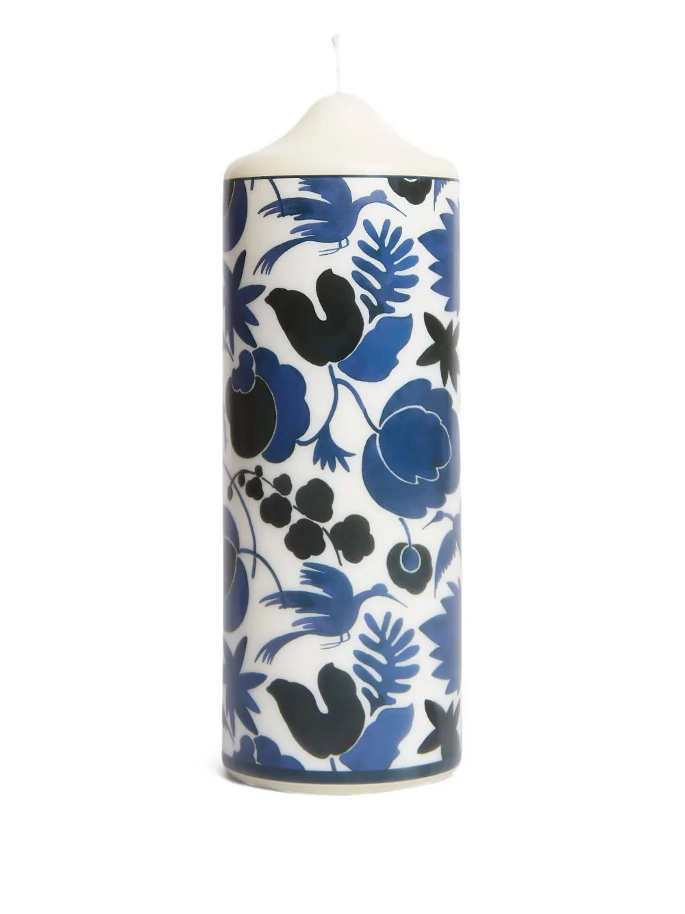 La DoubleJ Wildbird-print pillar candle | Blue | Image 1