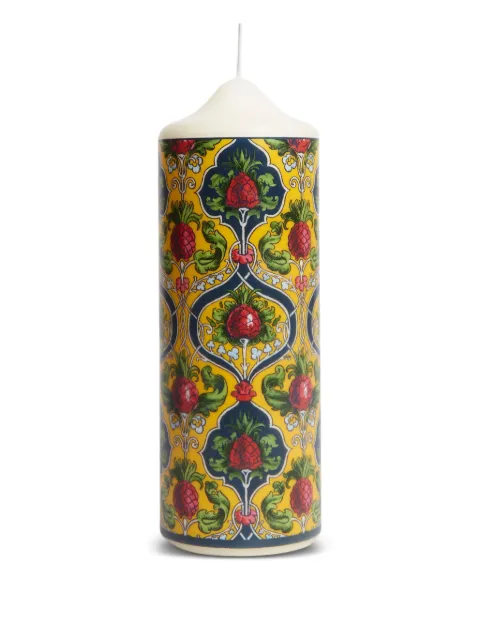 La DoubleJ Ananas-print pillar candle