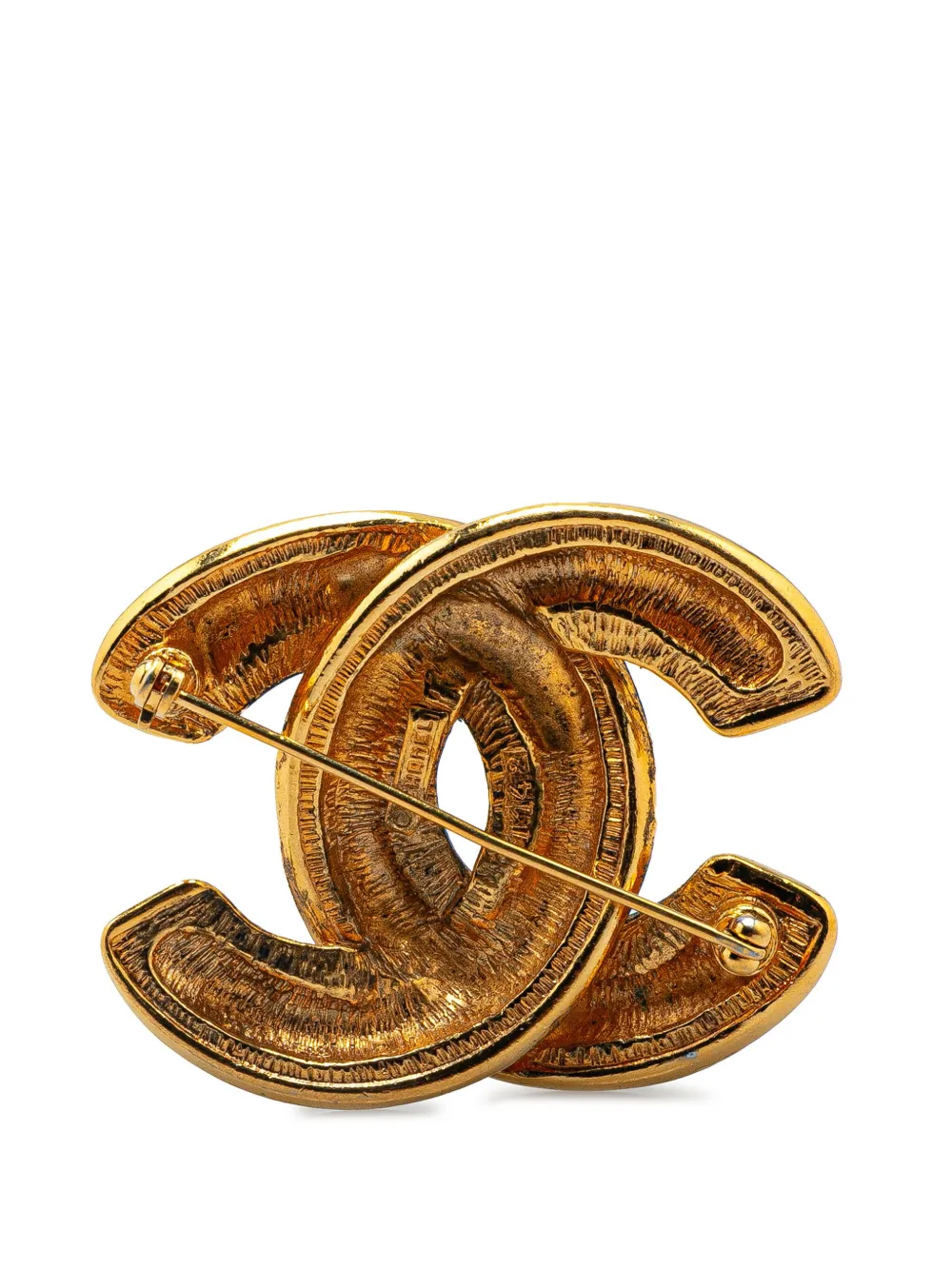 CHANEL Pre-Owned 20th Century Gold Plated CC Quilted Brooch costume brooch | Image 2