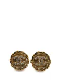 CHANEL Pre-Owned 1980-1990 Gold Plated Rhinestone CC Clip On Earrings costume earrings