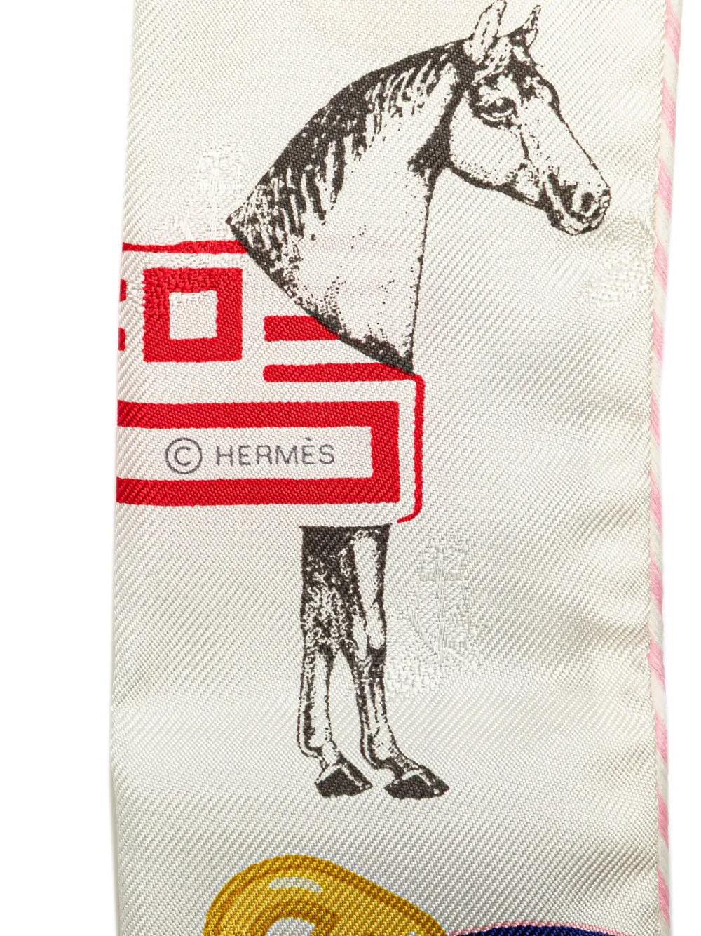 Pre-owned Hermes 2010-2024 Garde Robe Pop Charms Twilly Silk Scarf Scarves In White