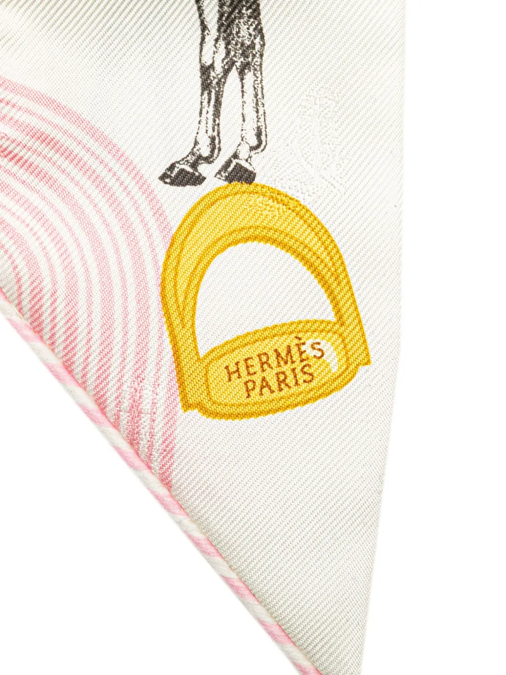 Pre-owned Hermes 2010-2024 Garde Robe Pop Charms Twilly Silk Scarf Scarves In White