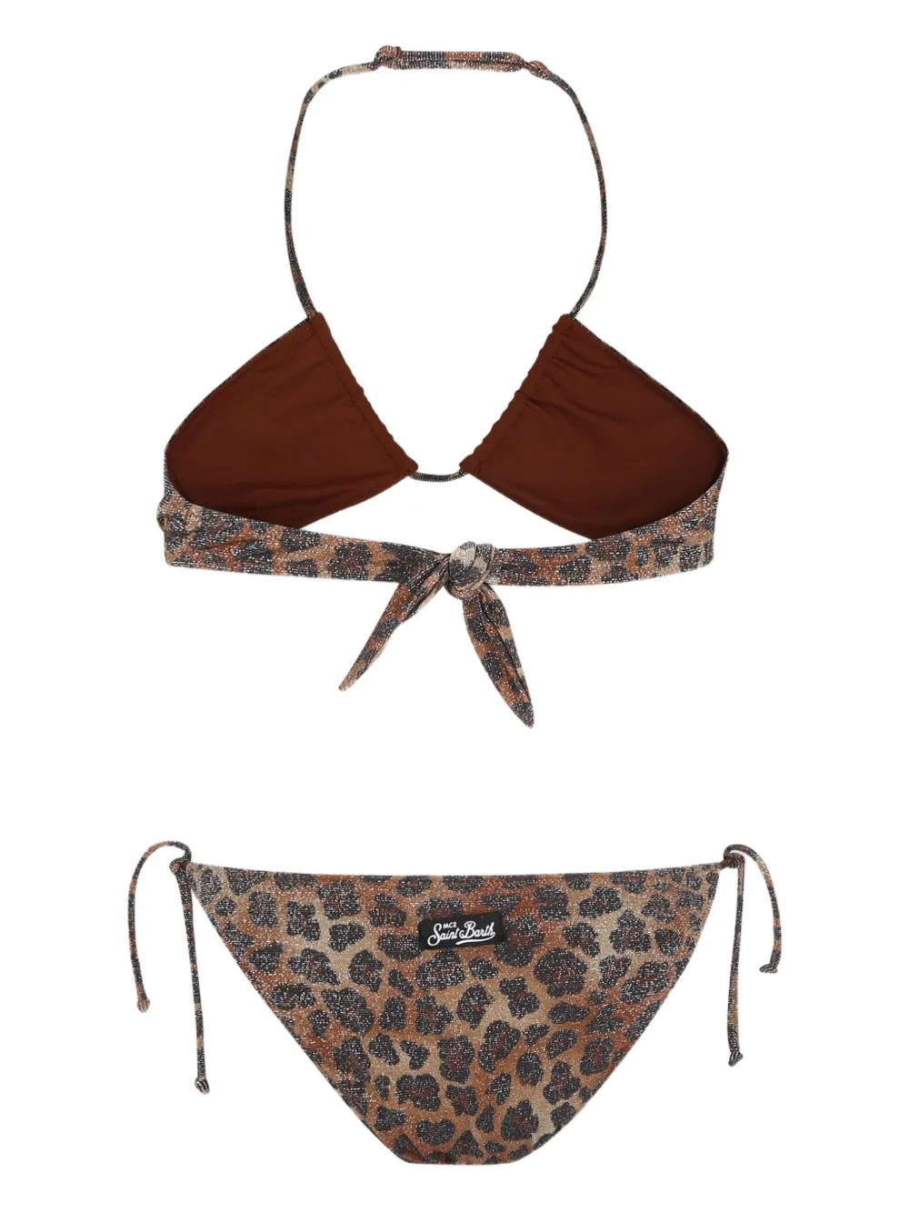 Mc2 Saint Barth Brown Bikini For Girl With Animalier Print In Brown