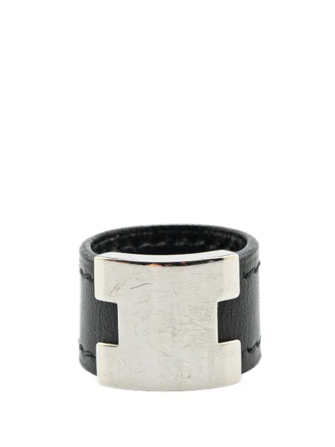 Hermès Pre-Owned 1990-2024 Leather and Palladium Plated Lurie Ring costume ring