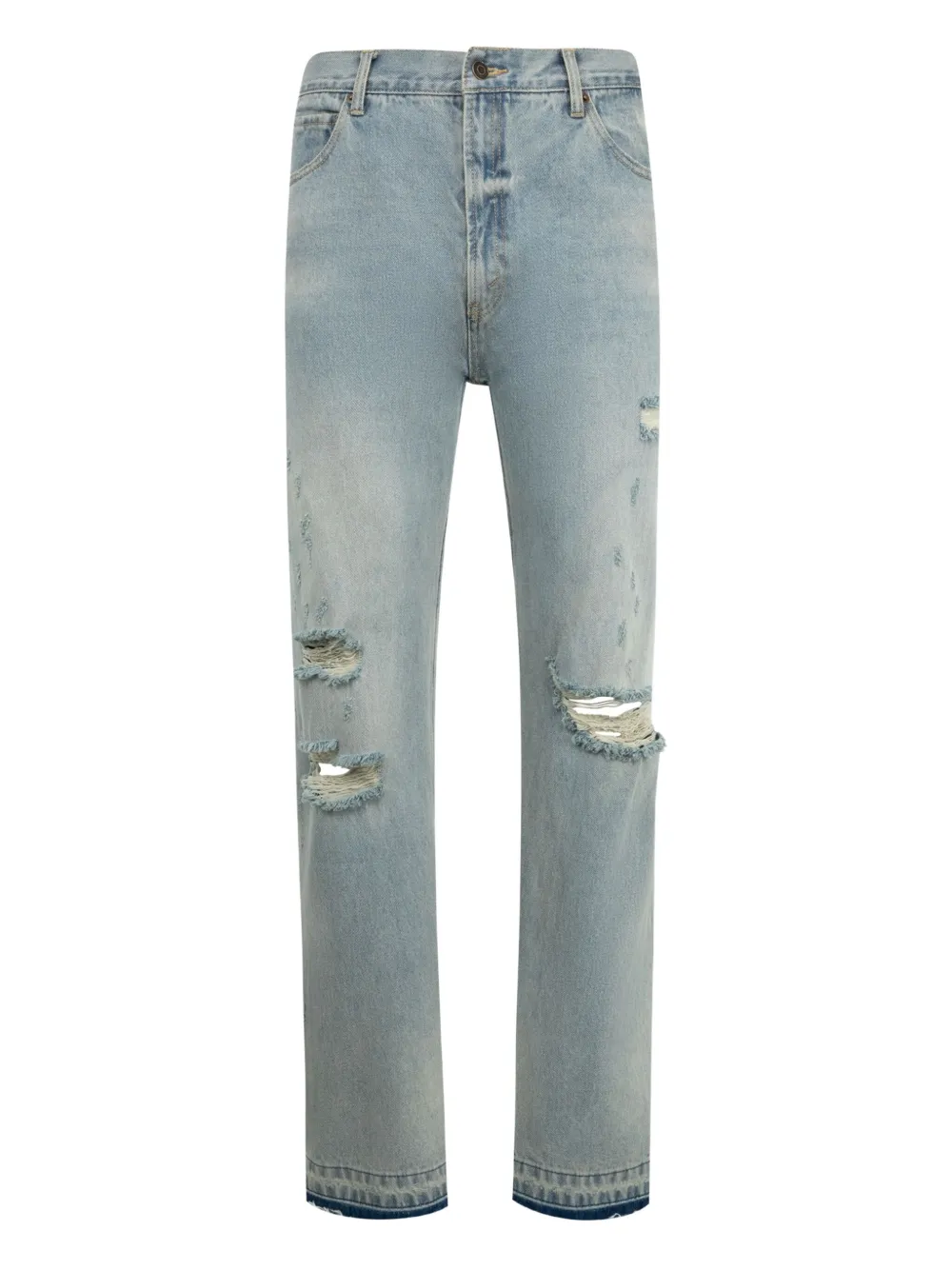 distressed-effect jeans
