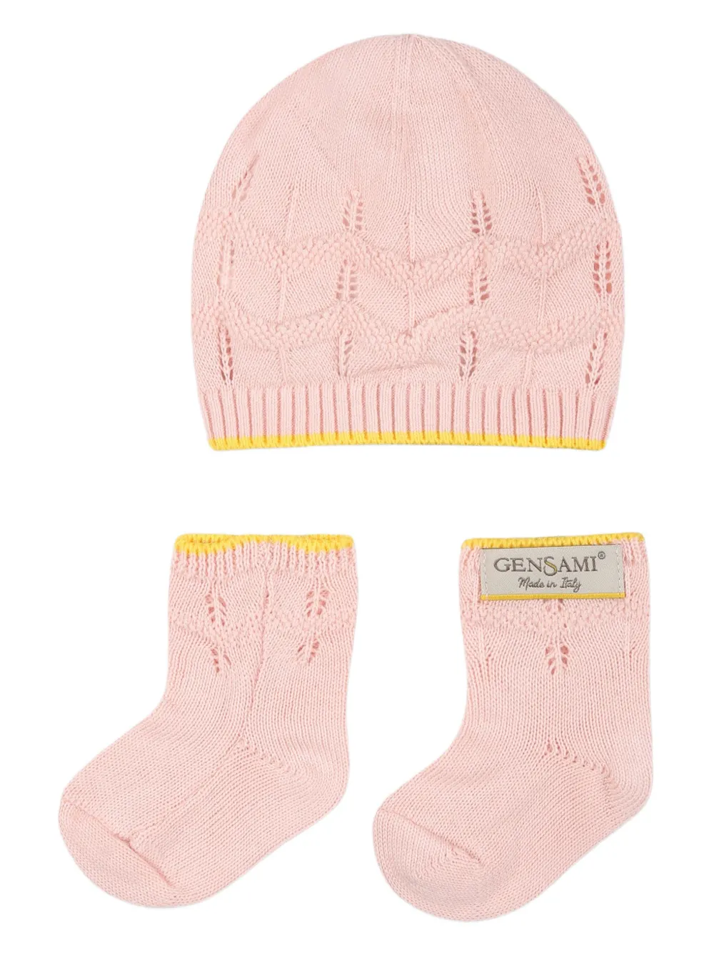 Gensami Happy Zigzag Beanie Hat Set In Pink