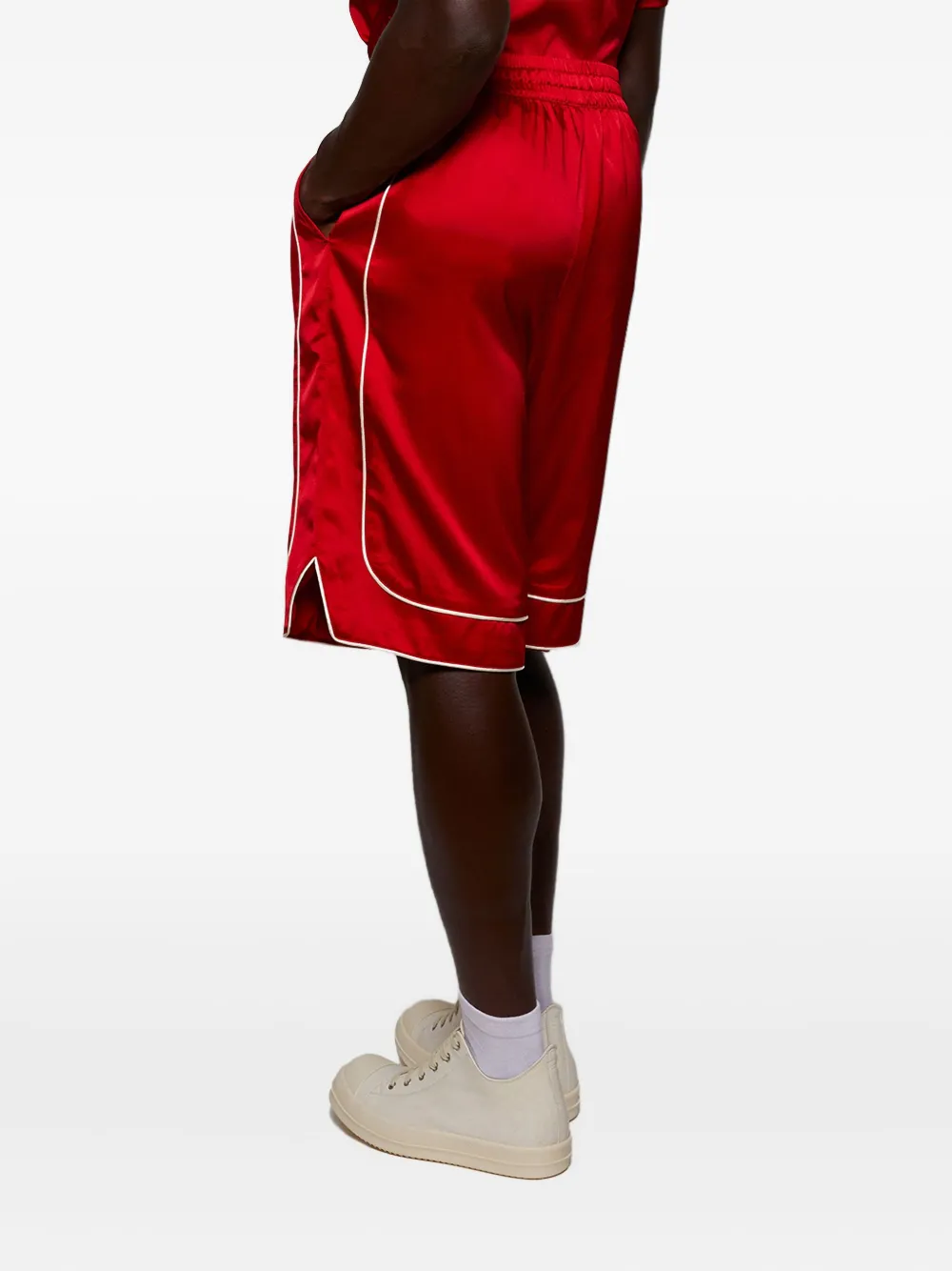 Nahmias Drawstring-waist Silk Shorts In Red