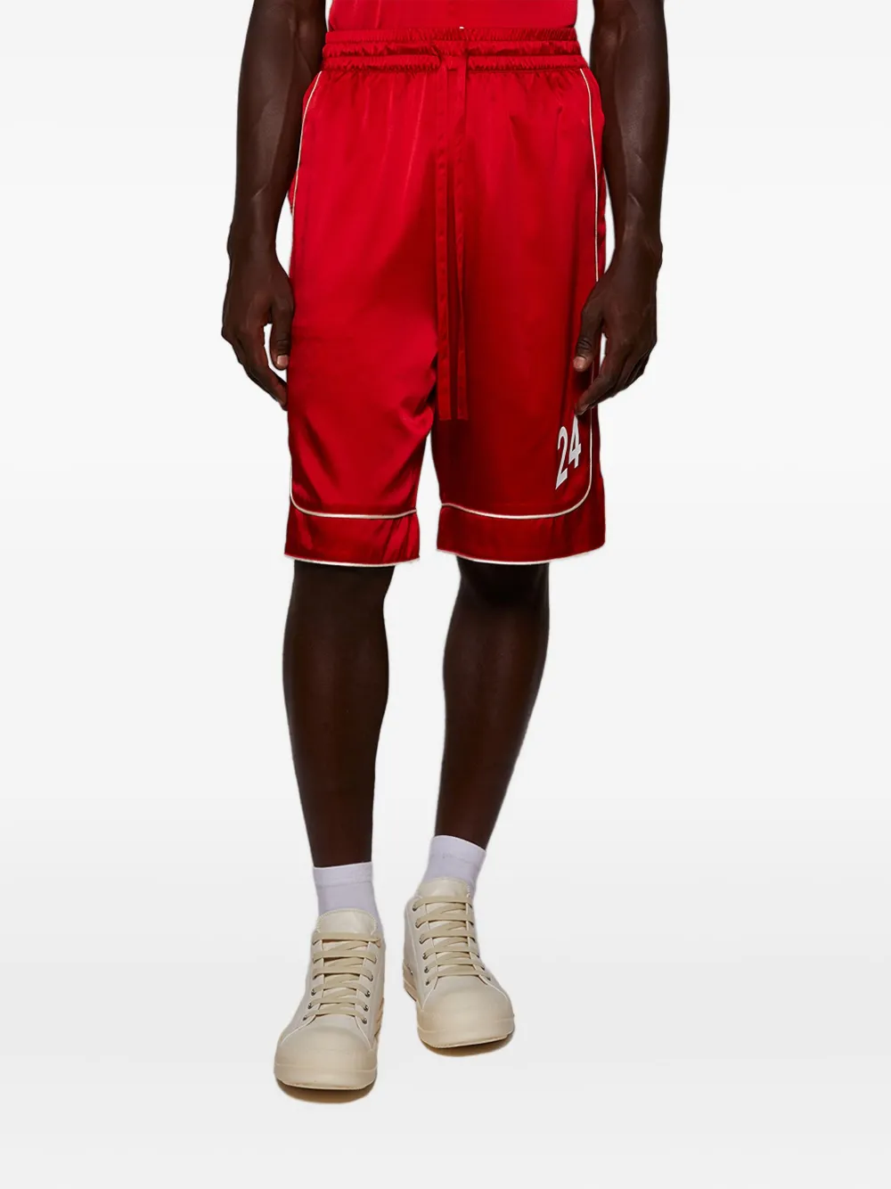 Nahmias Drawstring-waist Silk Shorts In Red