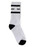 Nahmias striped logo-detail socks - White