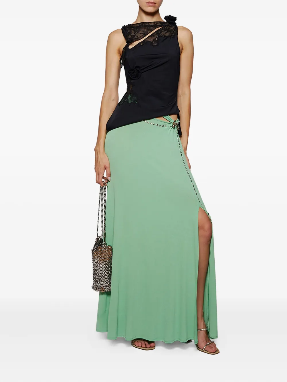 Rabanne cut-out eyelet-embellished skirt - Groen