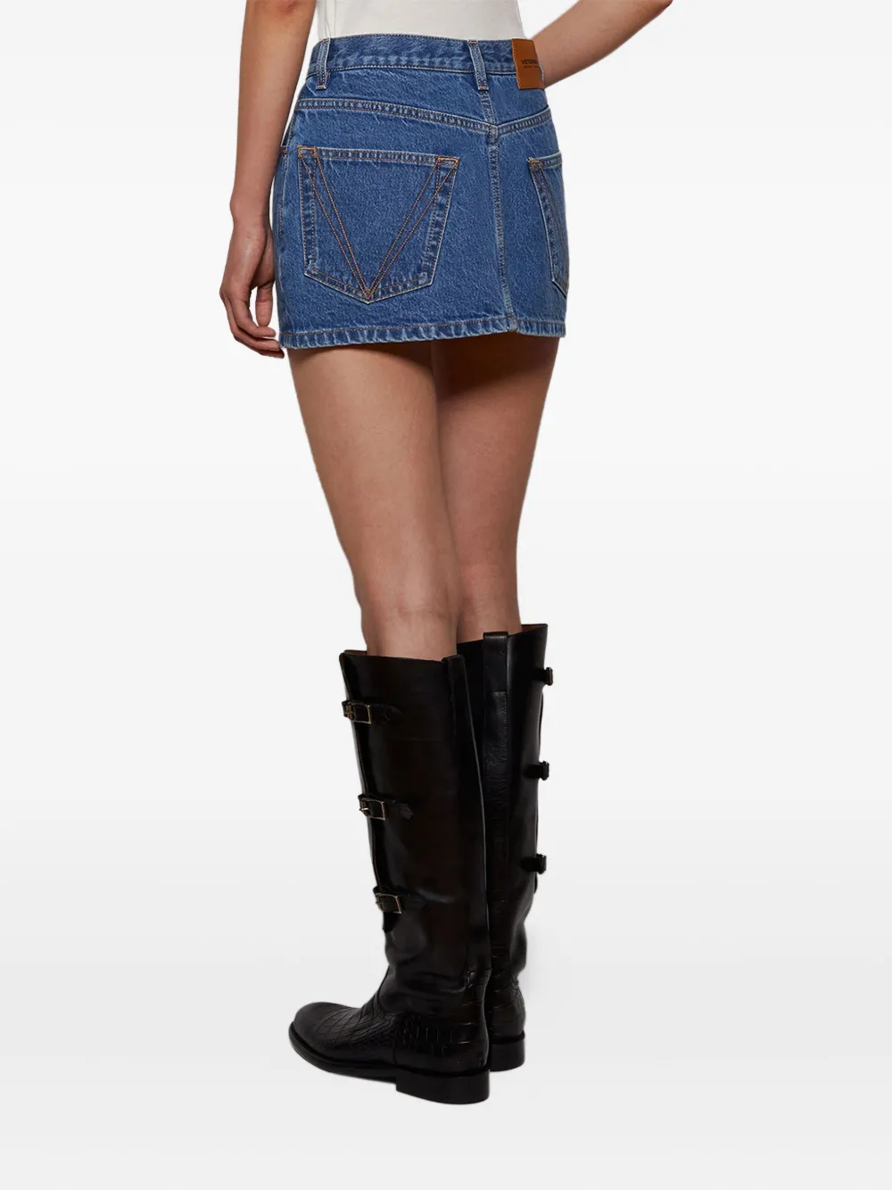 Vetements Embroidered Denim Mini Skirt In Blue